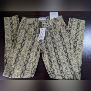 NWT Women's Monkey Ride Premium Jeans Color Yellow Snake Size 1